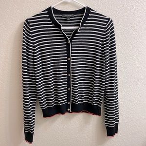 Ann Taylor Black and White Striped Cardigan - Size M